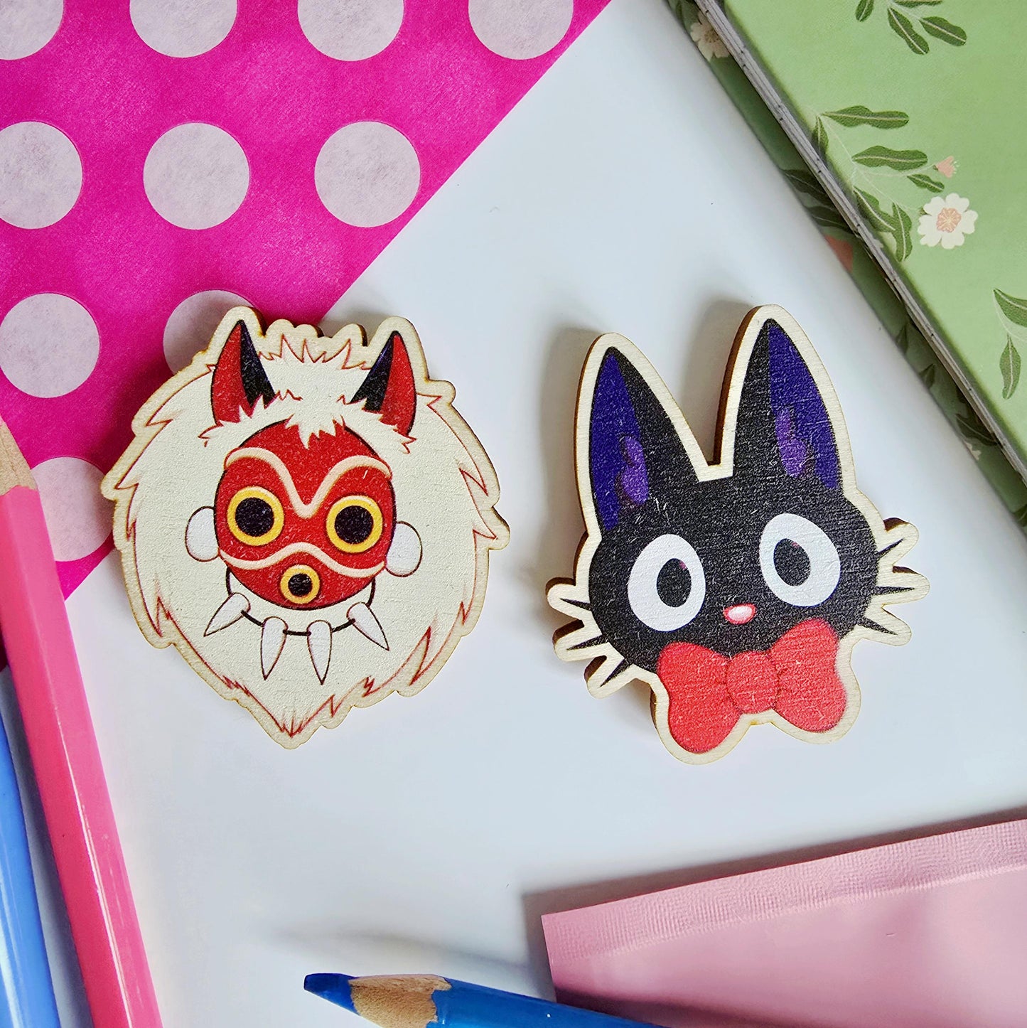 Princess Mononoke Wolf Mask Wooden Magnet