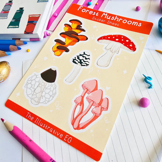 Forest Mushrooms Sticker Sheet