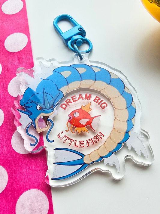 Dream Big Little Fish: Gyarados and Magikarp Keychain