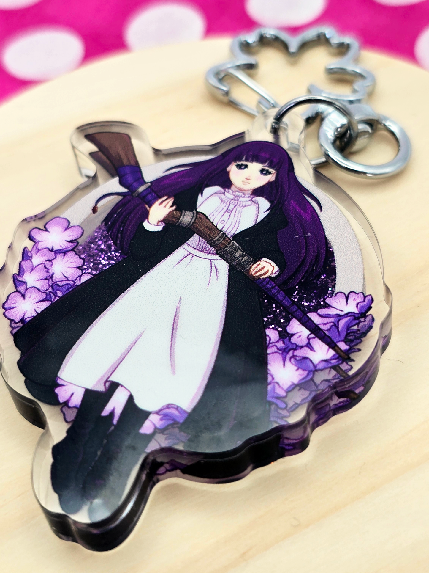 Fern Glitter Shaker Keychain