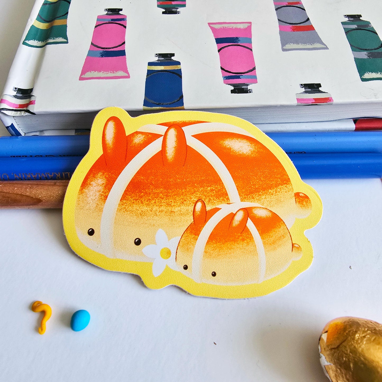 Hot Cross Bunny Matte Vinyl Sticker