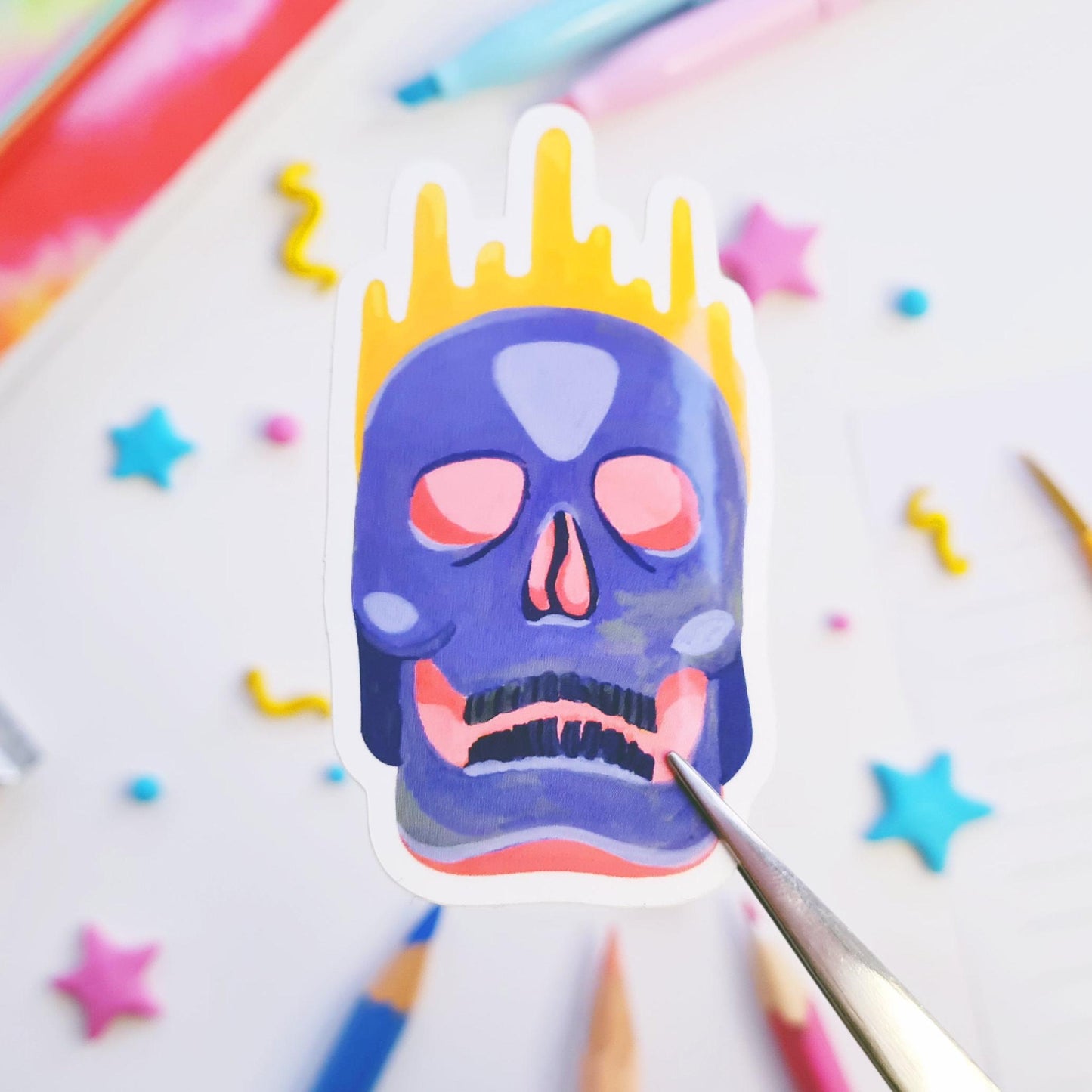 Purple Skull Sticker
