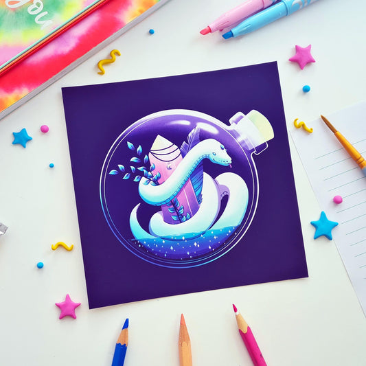 Snake in a Bottle Art Print
