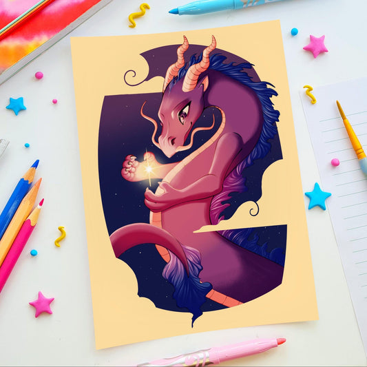 Purple Space Dragon Art Print