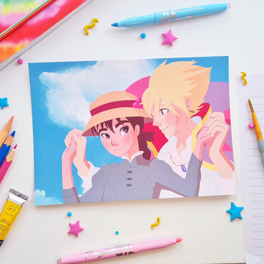 Howls Moving Castle Howl and Sophie Art Print