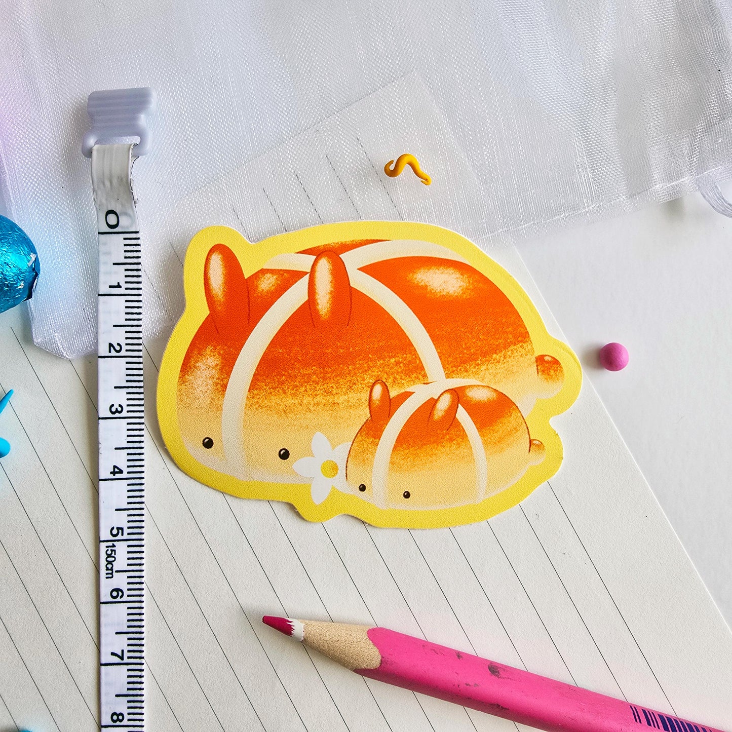 Hot Cross Bunny Matte Vinyl Sticker