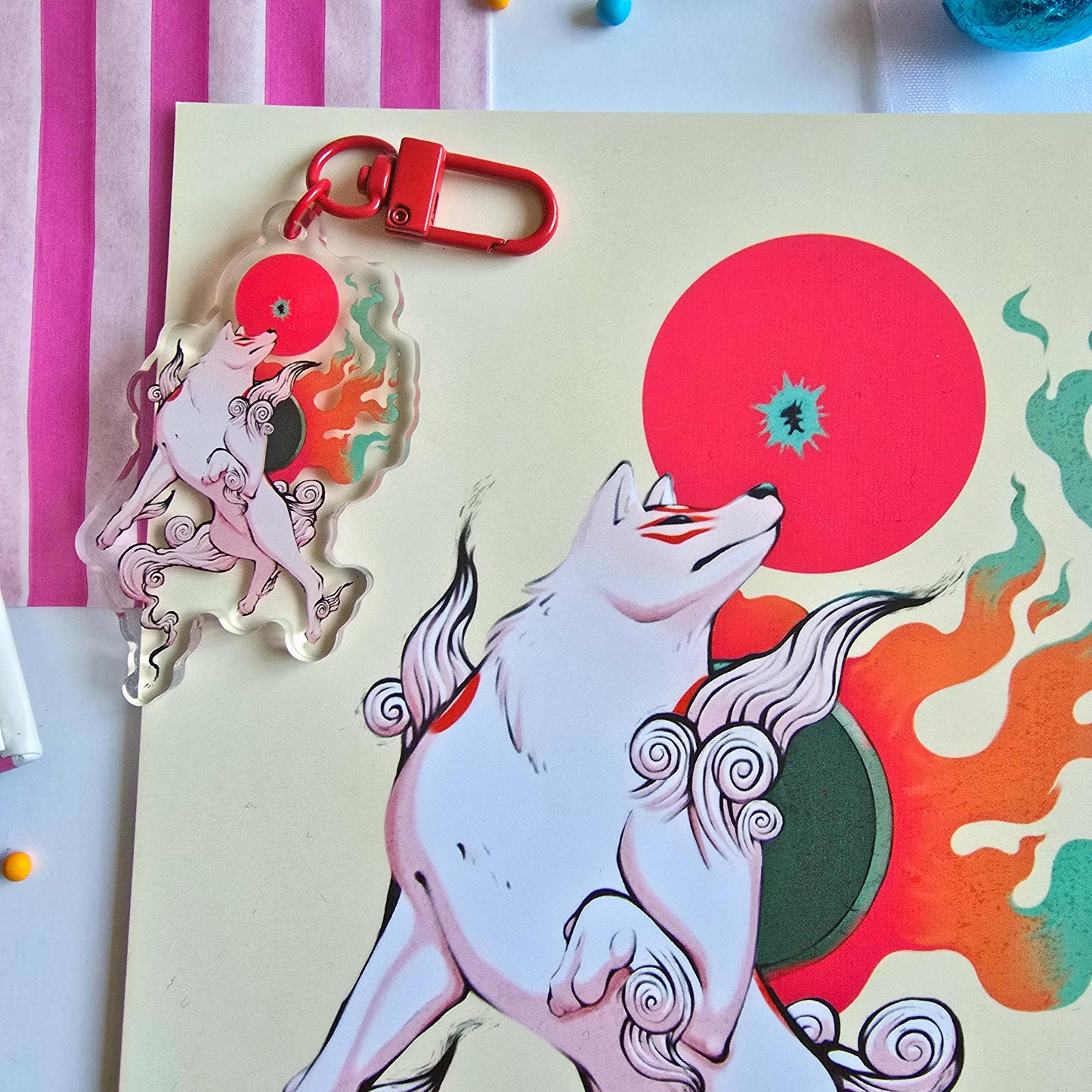 Okami Amaterasu Keychain