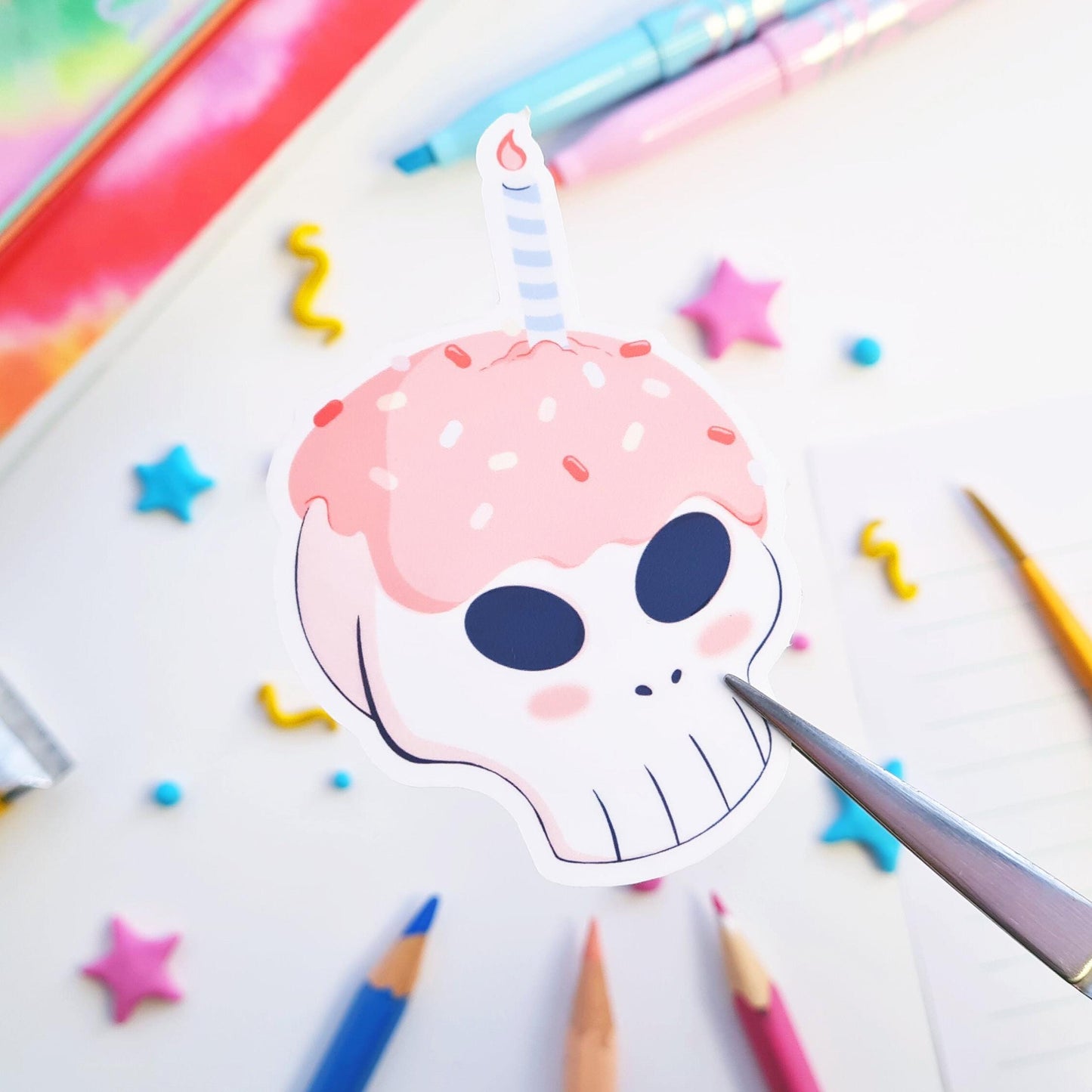 Pink Cupcake Skull Sticker