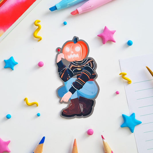 Pumpkin Head Babe Sticker