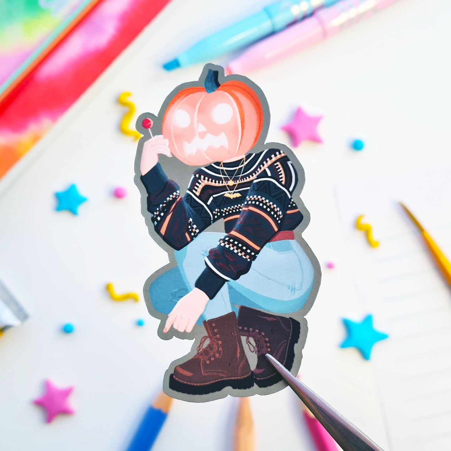 Pumpkin Head Babe Sticker
