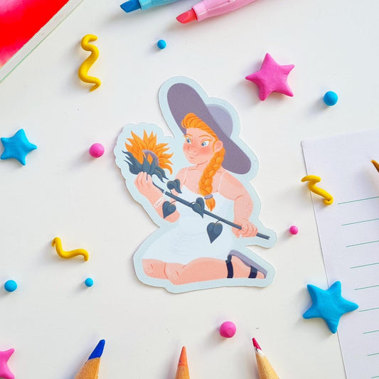 Summer Sunflower Girl Sticker