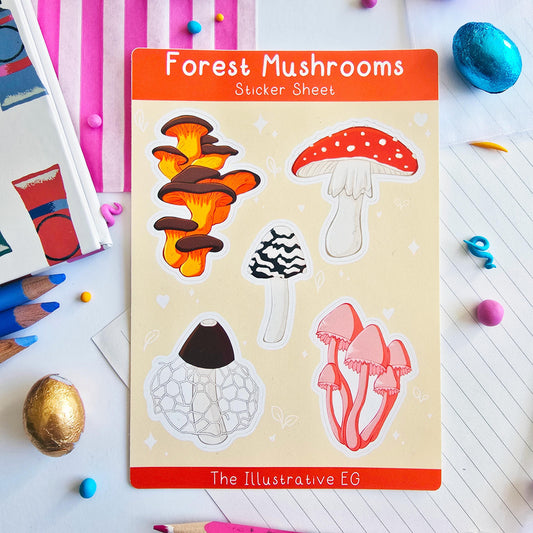 Forest Mushrooms Sticker Sheet