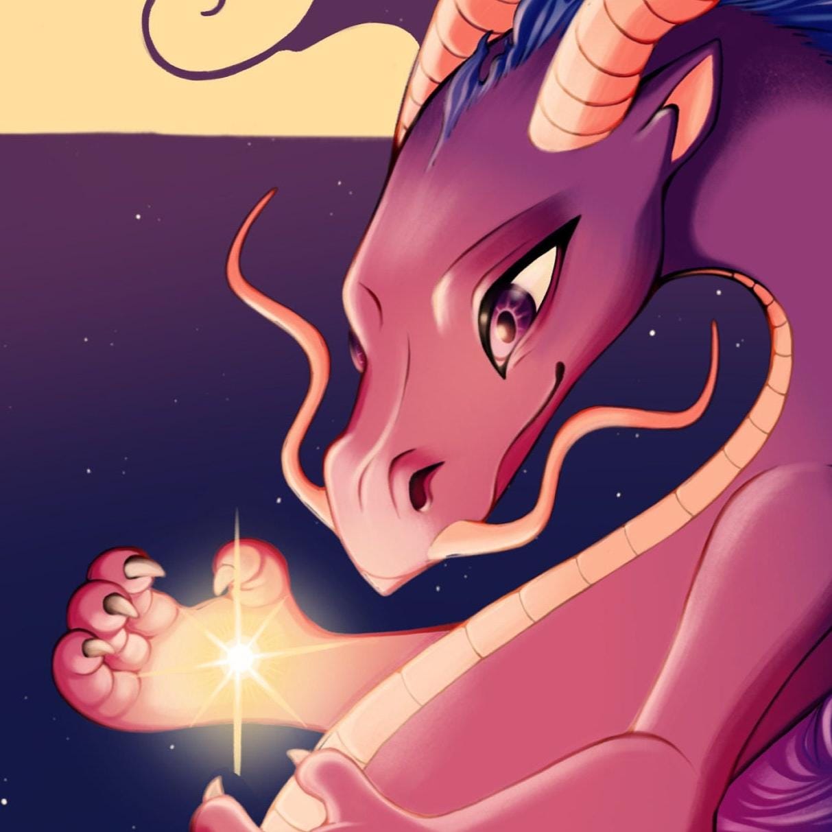 Purple Space Dragon Art Print