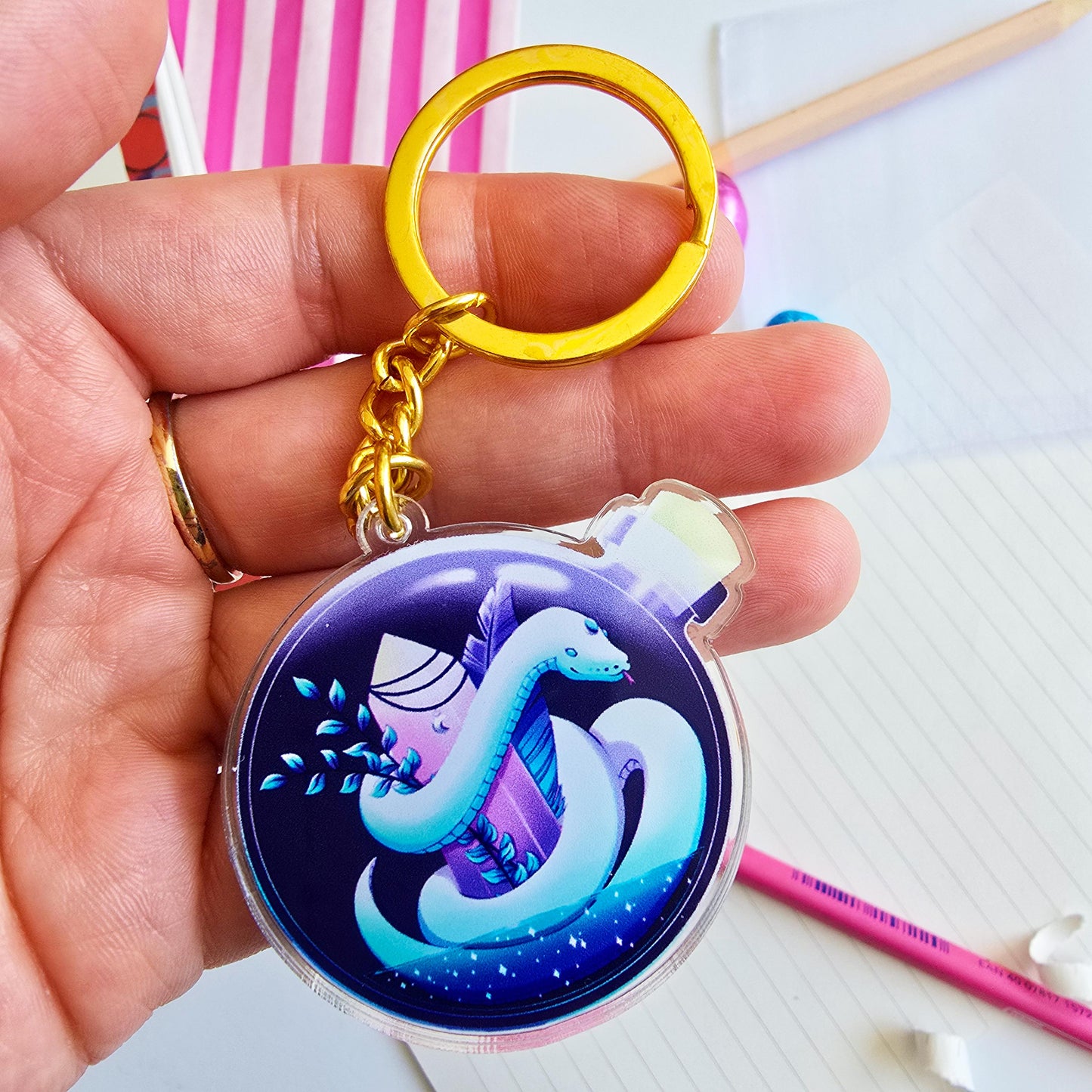Magic Snake in a Bottle Keychain