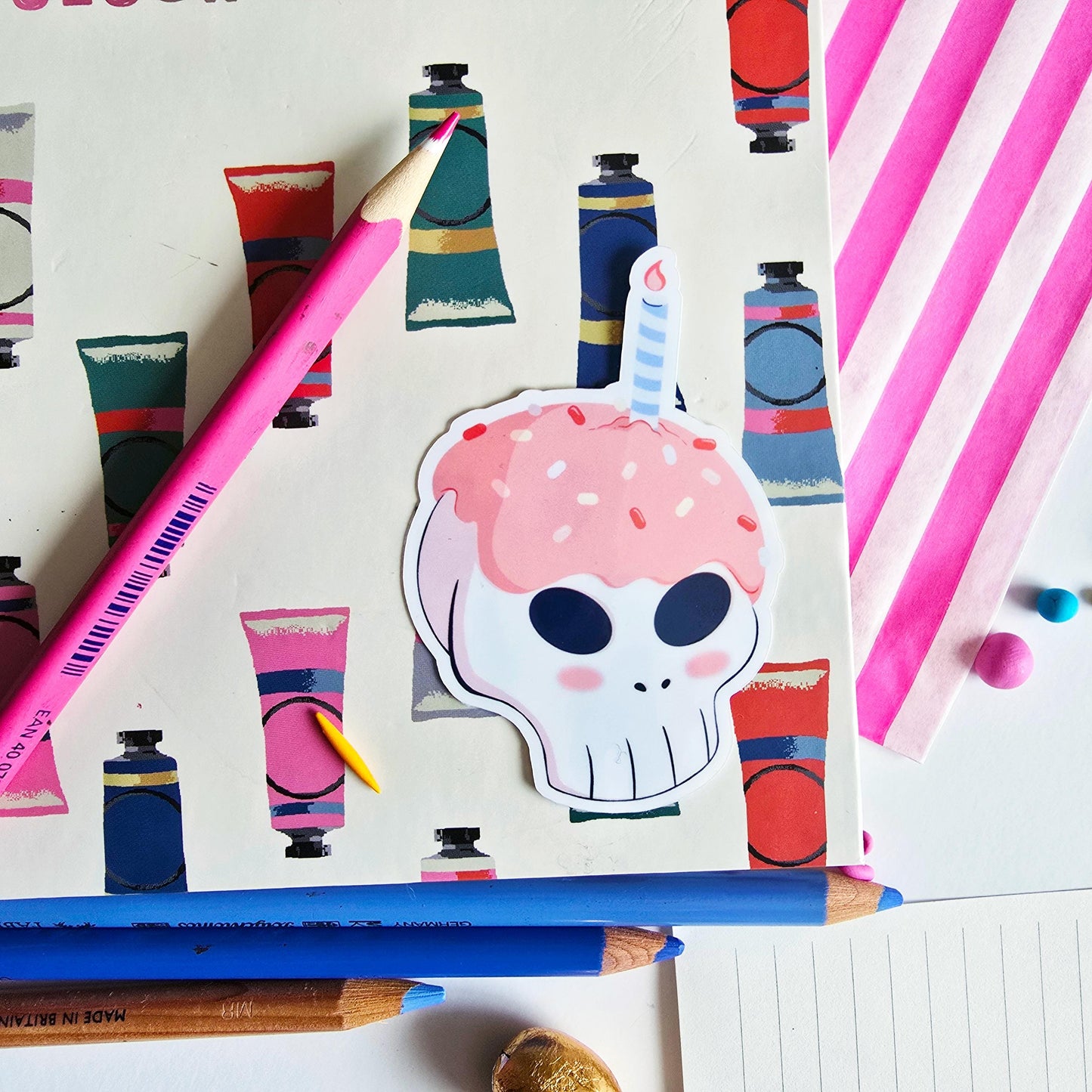Pink Cupcake Skull Sticker