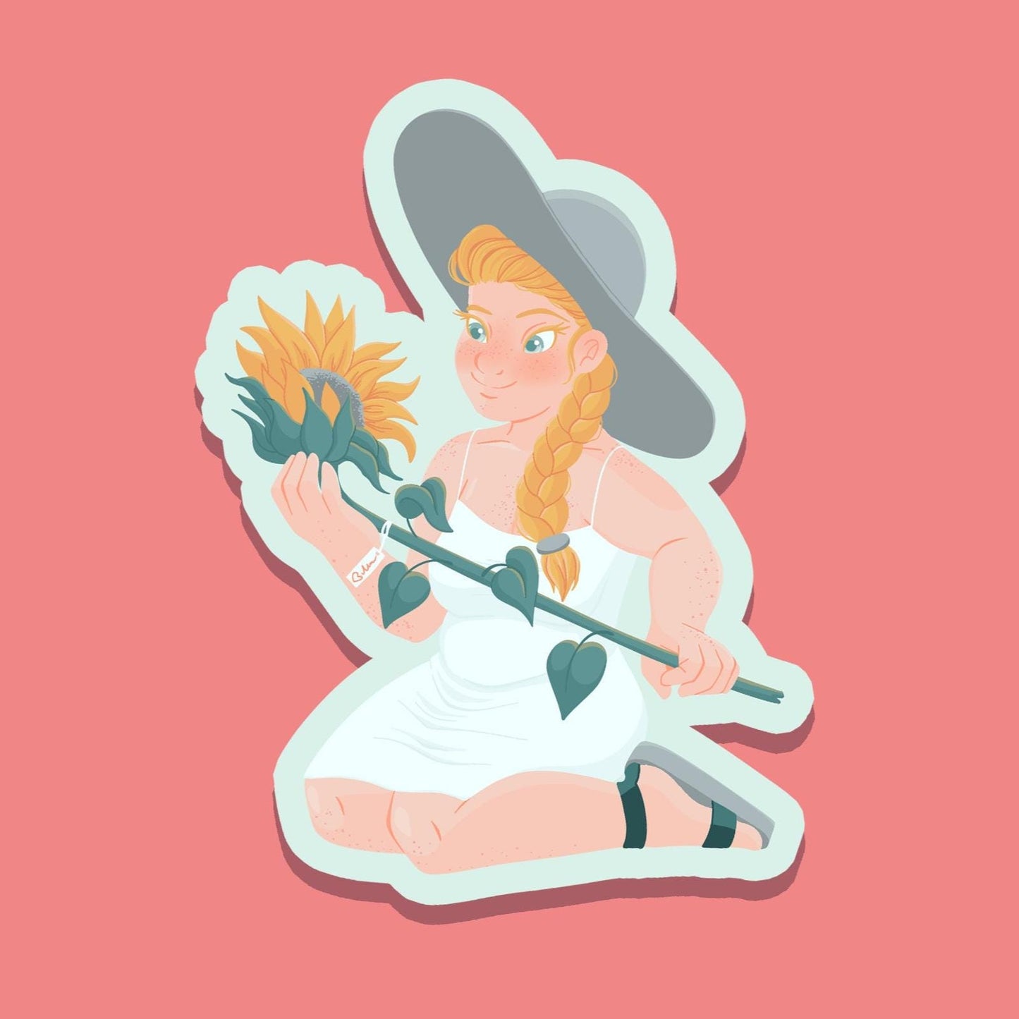 Summer Sunflower Girl Sticker