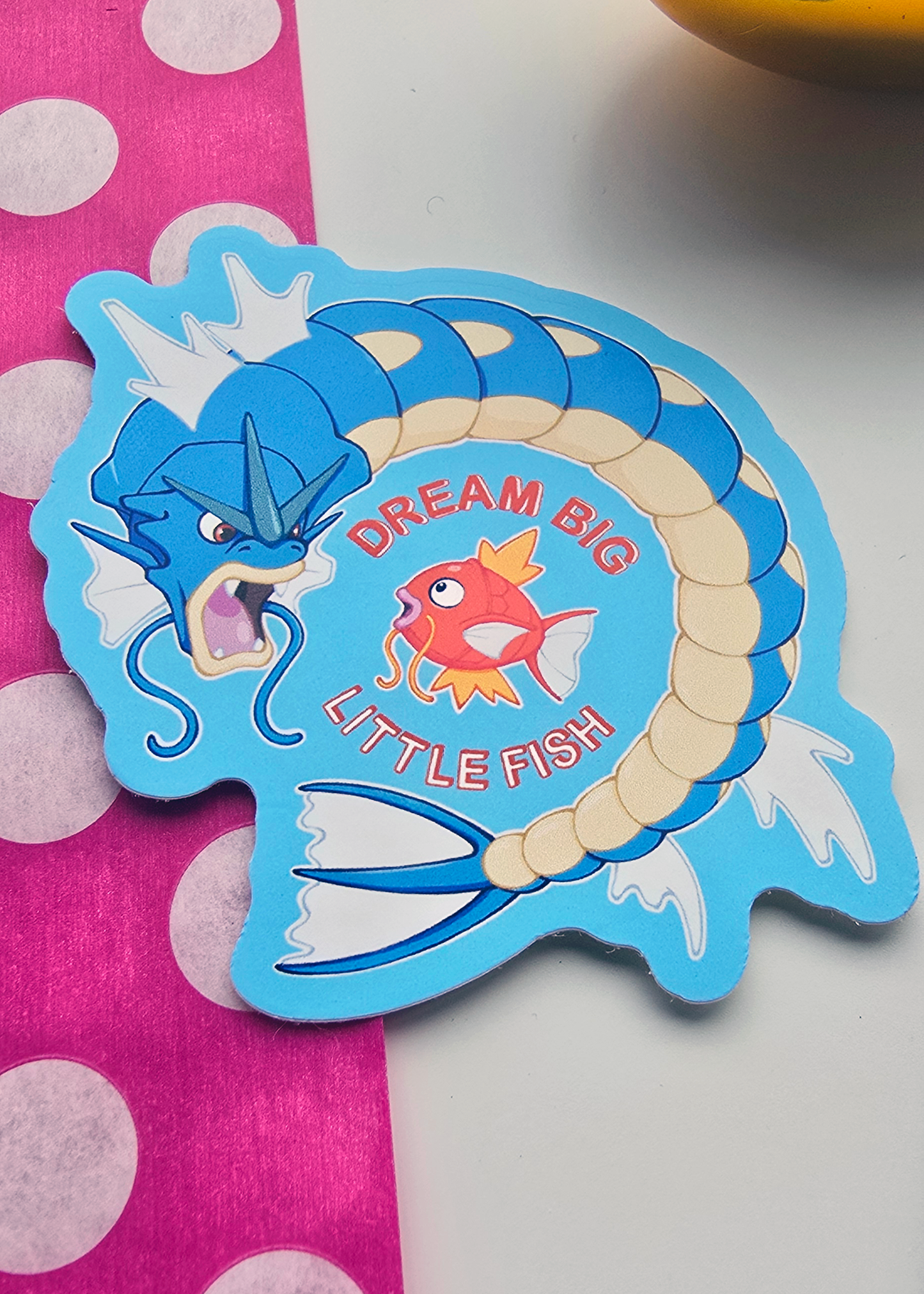 Dream Big Little Fish: Magikarp and Gyarados Sticker