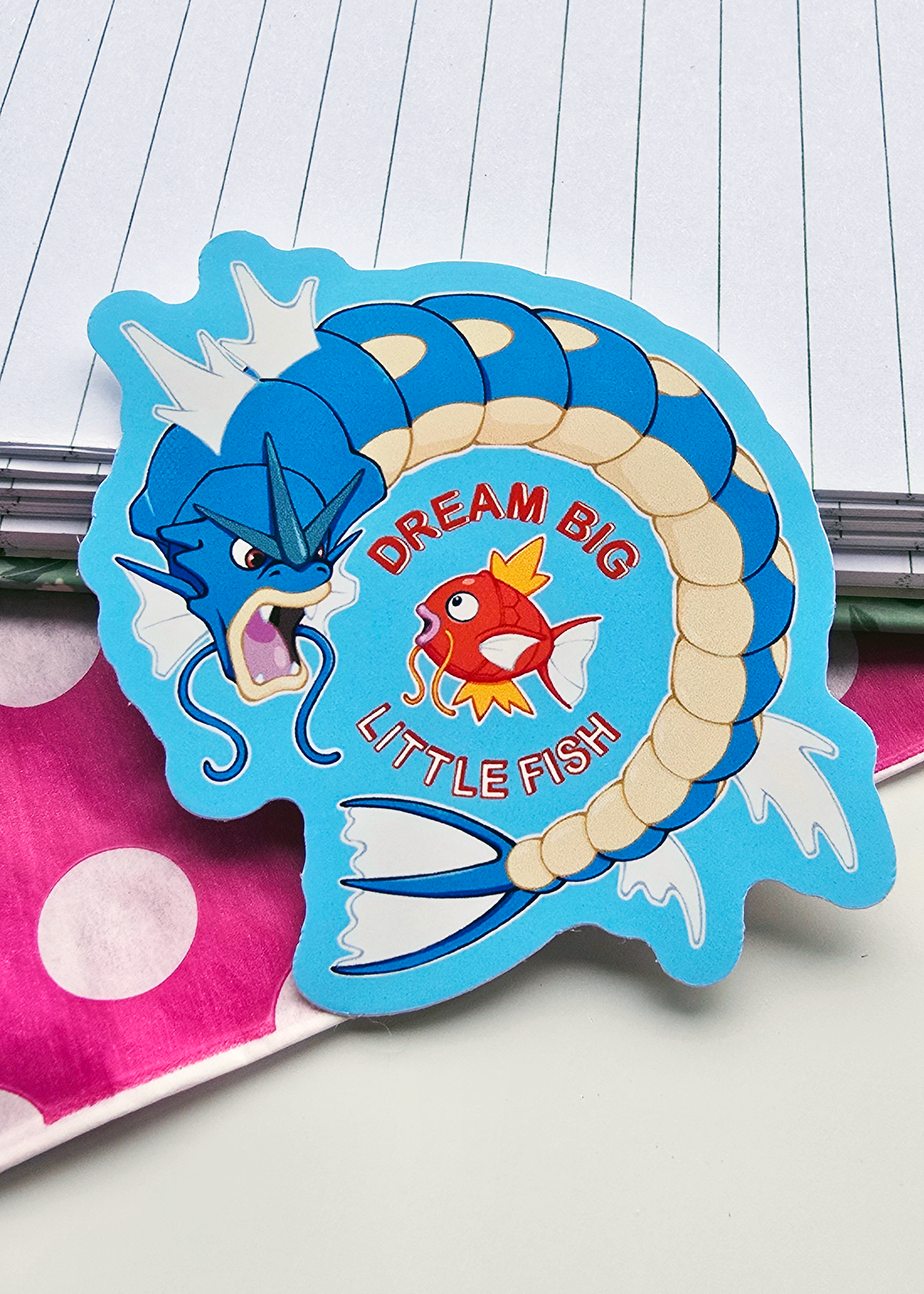 Dream Big Little Fish: Magikarp and Gyarados Sticker
