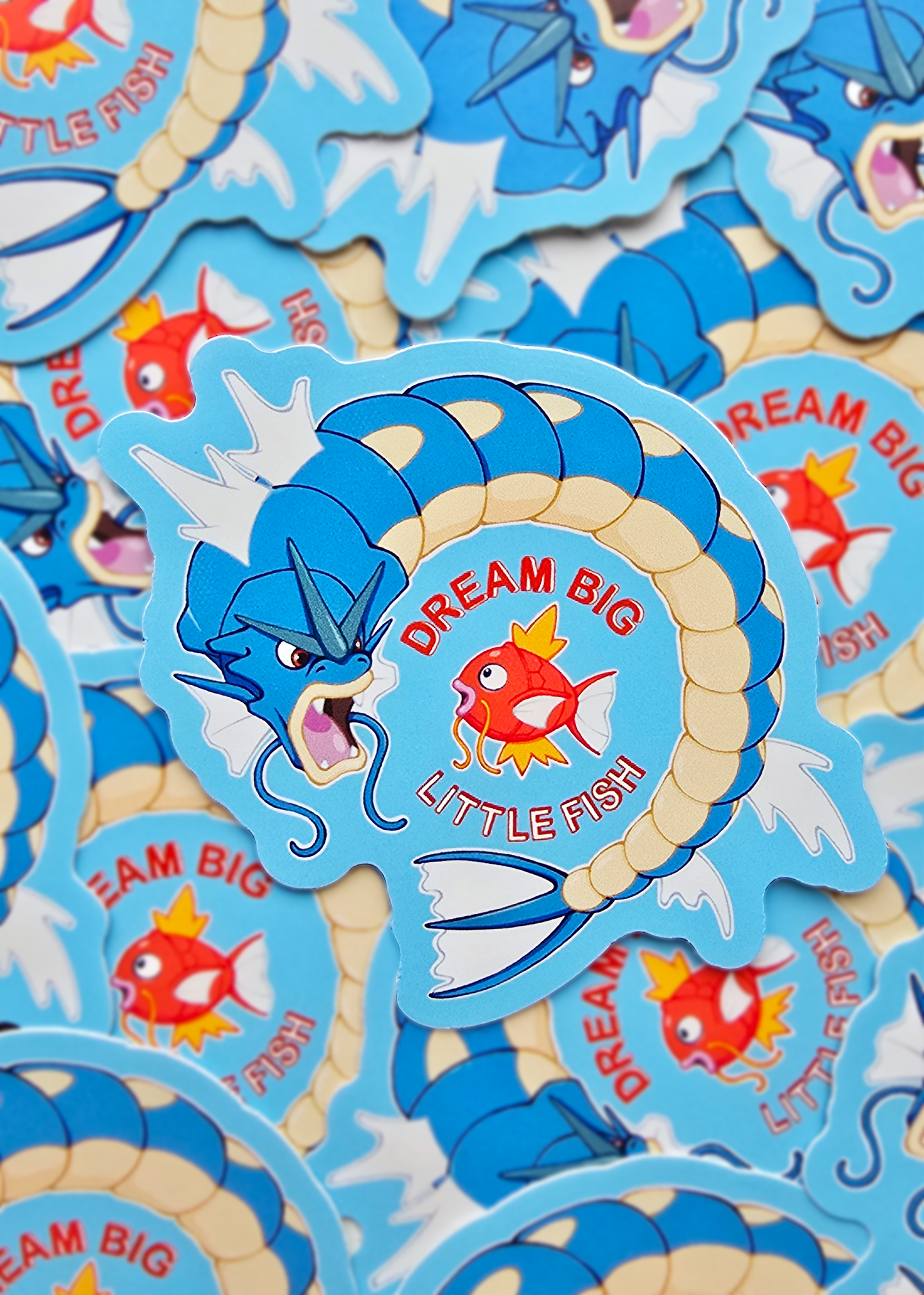 Dream Big Little Fish: Magikarp and Gyarados Sticker