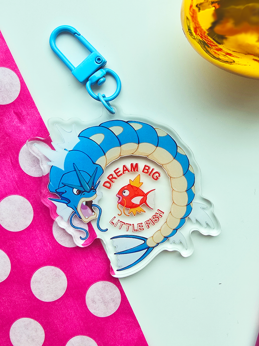 Dream Big Little Fish: Gyarados and Magikarp Keychain
