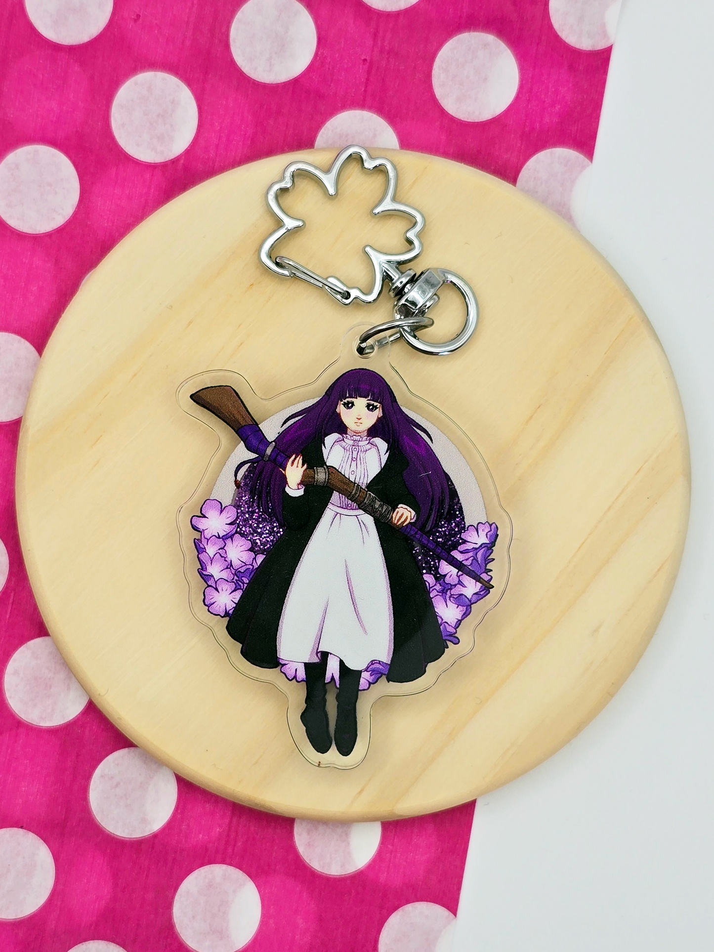 Fern Glitter Shaker Keychain