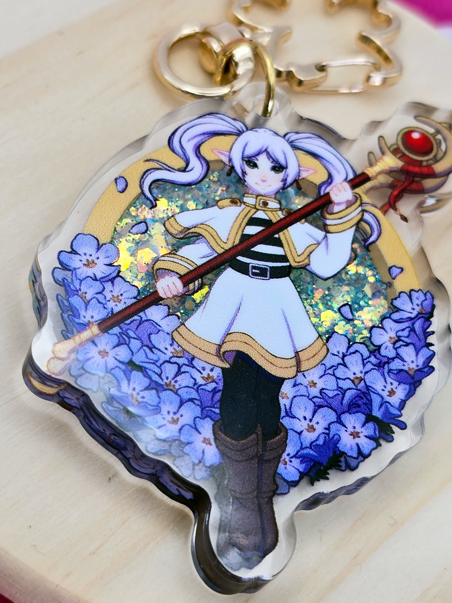 Frieren Glitter Shaker Keychain