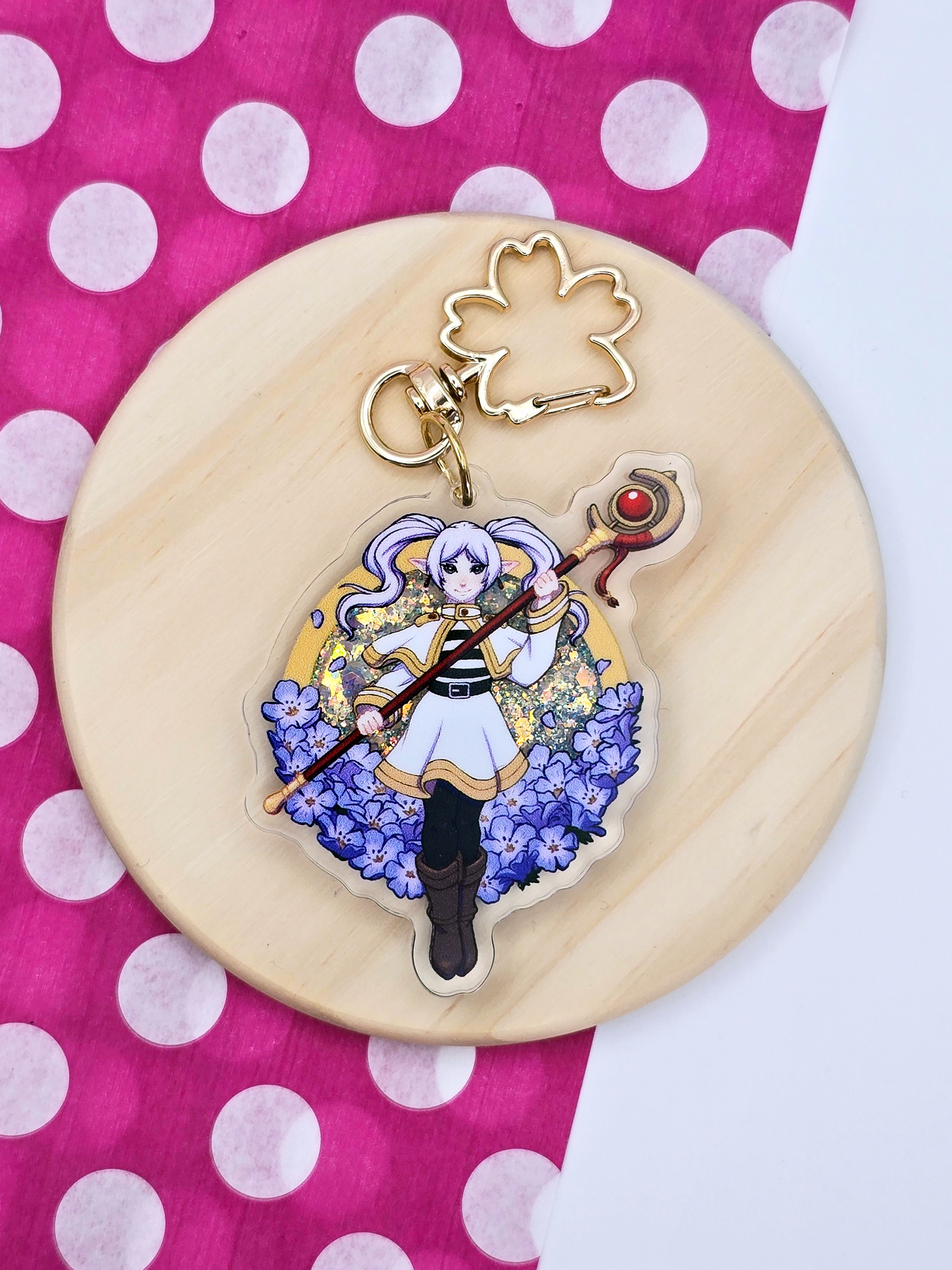 Frieren Glitter Shaker Keychain