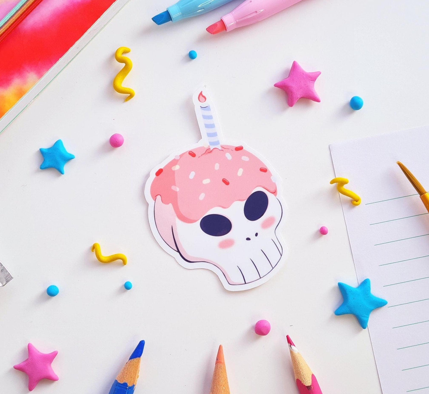 Pink Cupcake Skull Sticker