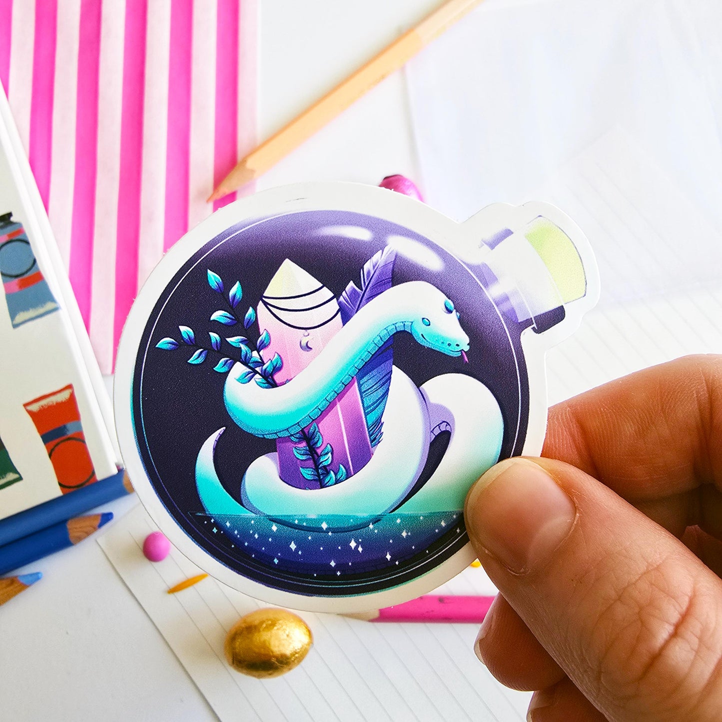 Mystical Snake in a Bottle Sticker