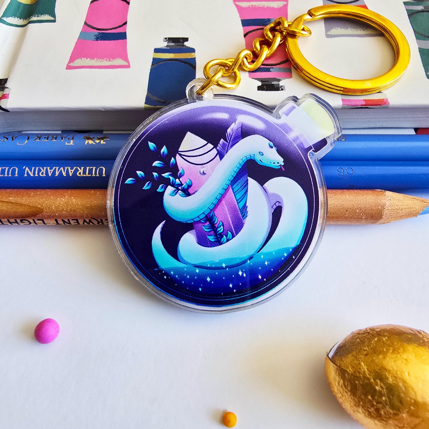 Magic Snake in a Bottle Keychain