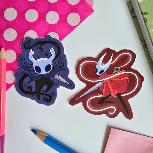 Hollow Knight Matte Vinyl Stickers: Hornet & The Knight