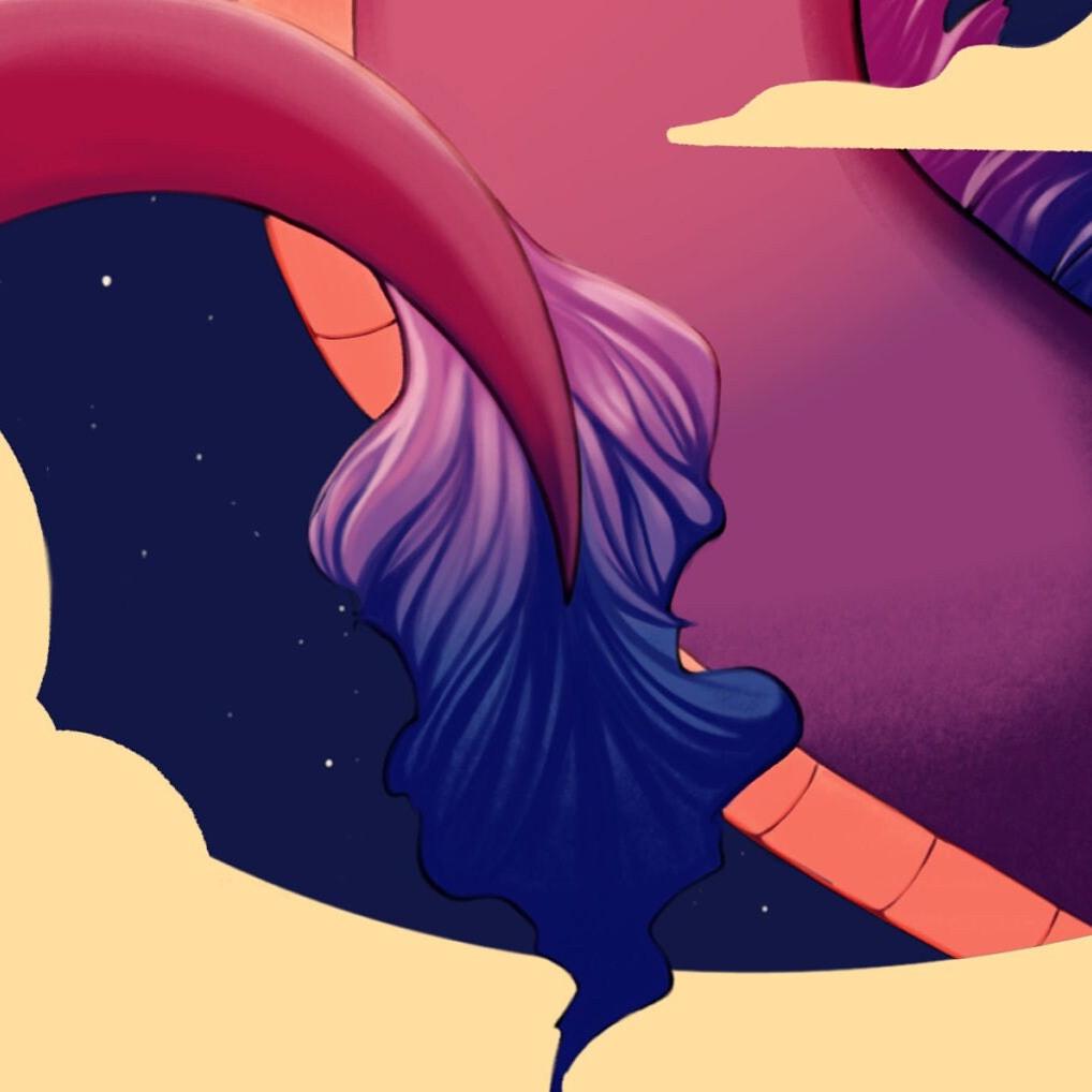 Purple Space Dragon Art Print
