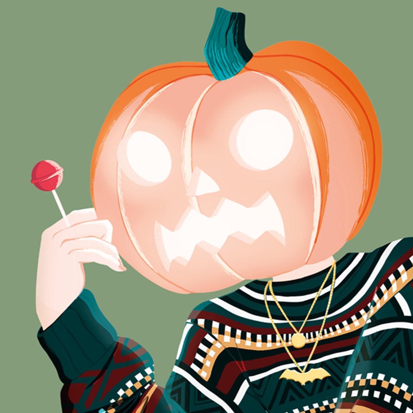 Pumpkin Head Girl Art Print