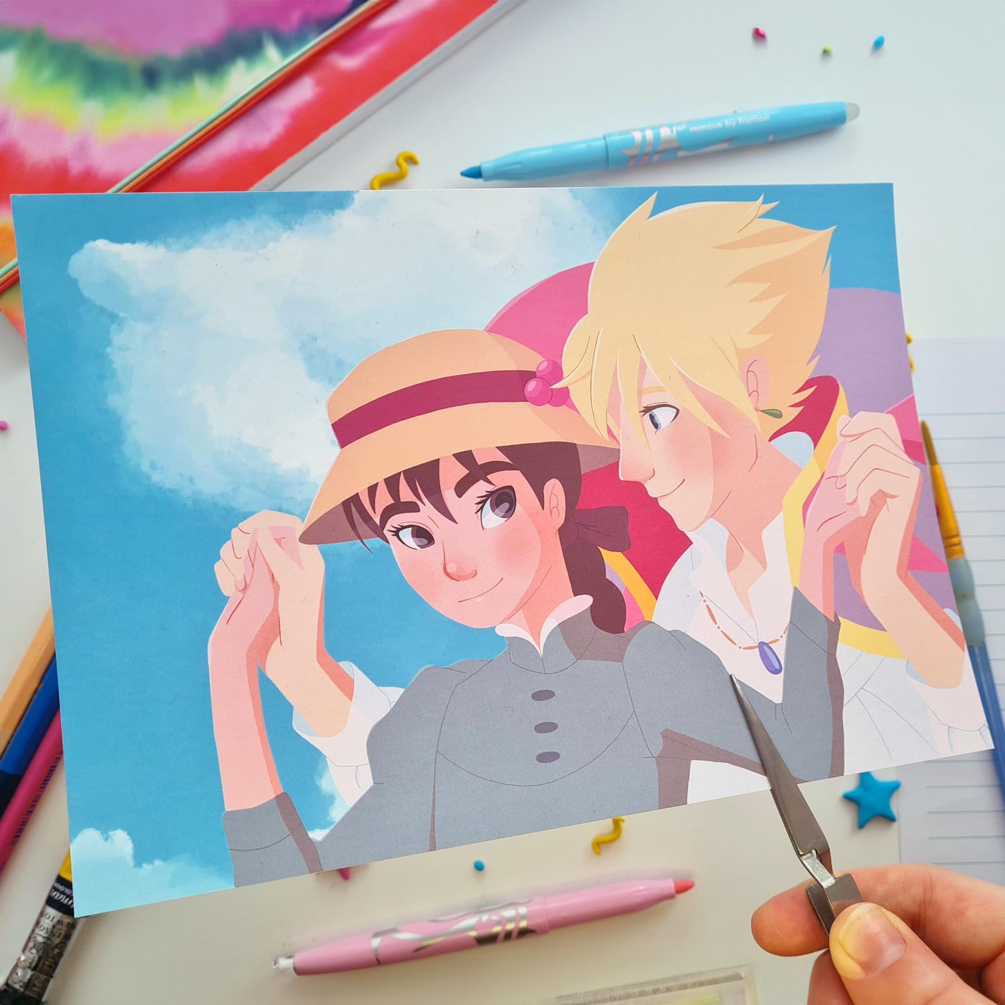 Howls Moving Castle Howl and Sophie Art Print